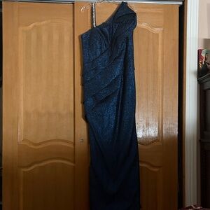 Terani Couture Midnight Blue One-Shoulder Dress